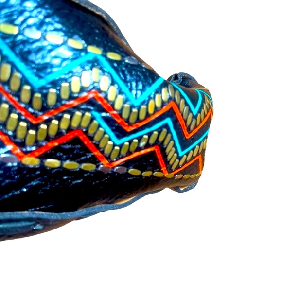 Calleen Cordero Colorful Leather Painted Tribal Tote Bag with studding - Picture 2 of 16